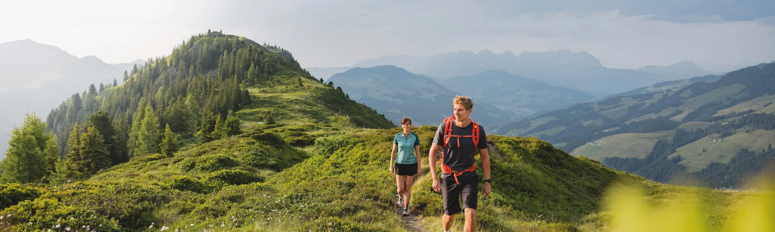 Wanderer im Brixental bei sommerlichem Wetter